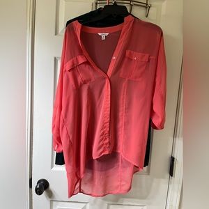 Never worn pink button down shirt. Size M